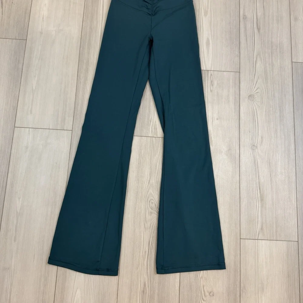 Victoria's Secret ON POINT Athletic Leggings Teal LIVE Flare Pants XS Ruched